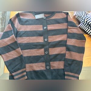 Brown and black Striped Cardigan NWT L/XL